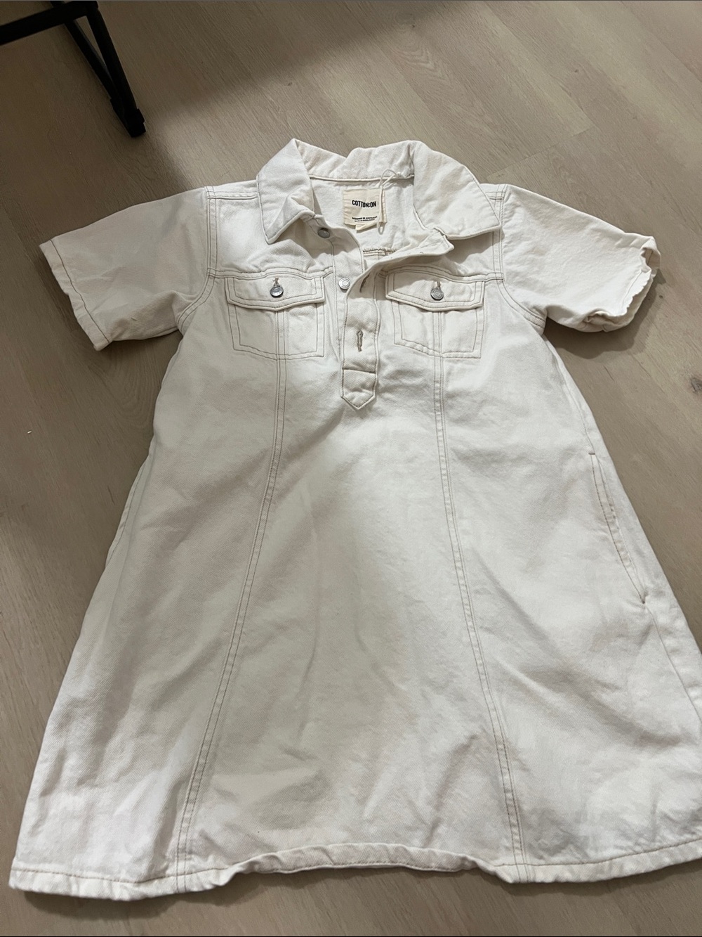 Cotton On Cream Short Sleeve Mini Dress